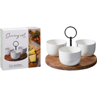 Skålset Servering Trä/Keramik Vit