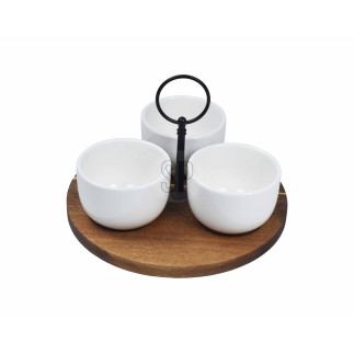 Skålset Servering Trä/Keramik Vit