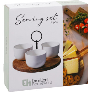 Skålset Servering Trä/Keramik Vit