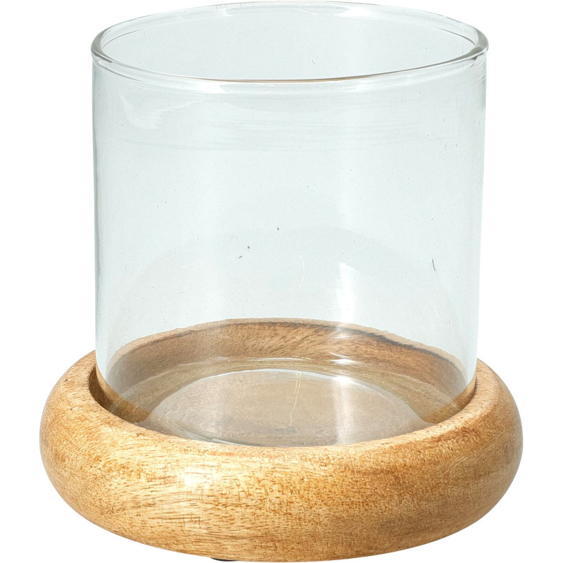 Ljuslykta Ljushållare Trä/Glas 10x10 cm Ljuslykta Ljushållare Trä/Glas 10x10 cm