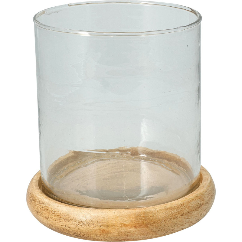 Ljuslykta Ljushållare Trä/Glas 15x15 cm Ljuslykta Ljushållare Trä/Glas 15x15 cm