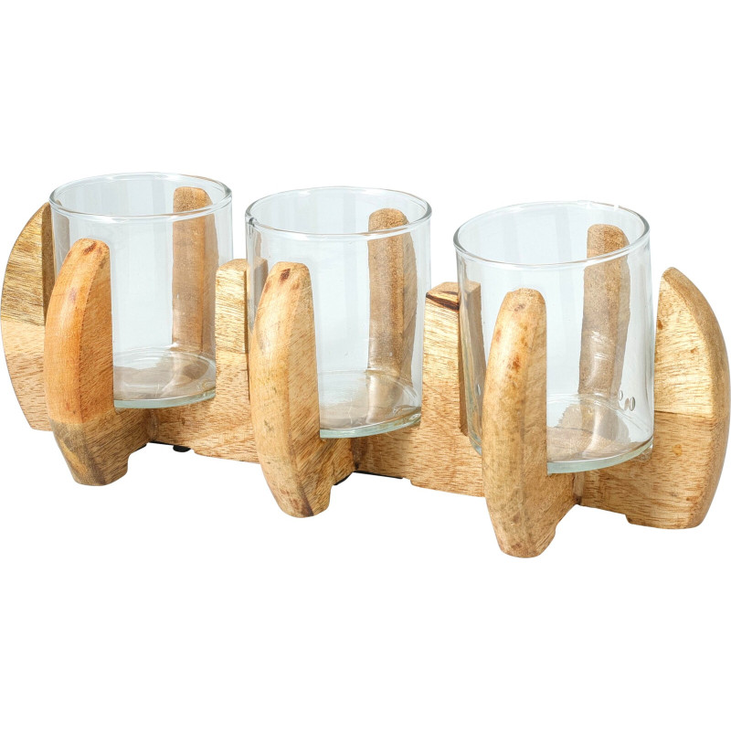 Ljuslykta Ljushållare Trä/Glas 30 cm Ljuslykta Ljushållare Trä/Glas 30 cm