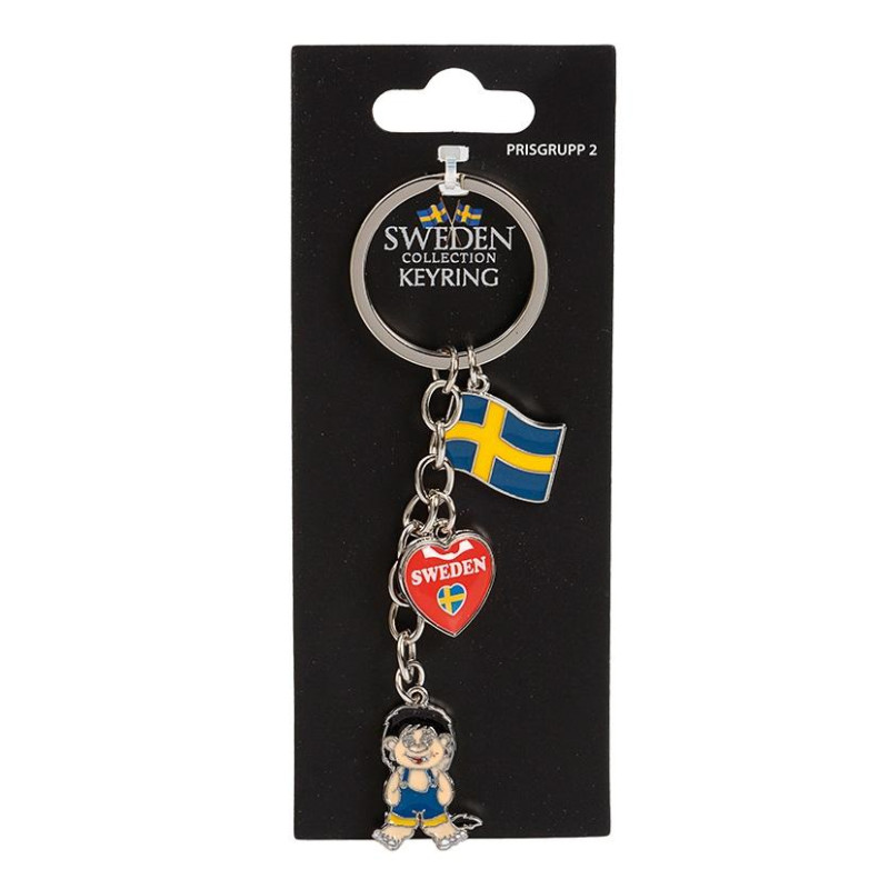 Nyckelring Souvenir Troll Hjärta Flagga