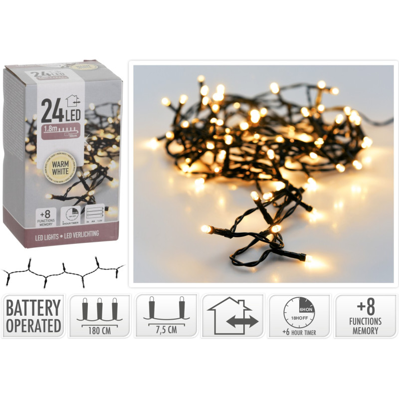 LED-slinga 180 cm Varmt sken Inne/Ute Timer LED-slinga 180 cm Varmt sken Inne/Ute Timer