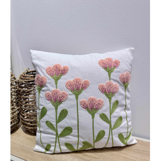 Kudde Blommor Vit/Rosa 45x45 cm