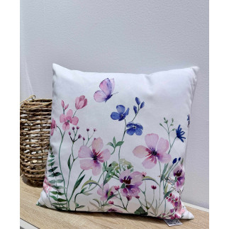 Kudde Blommor Vit 45x45 cm