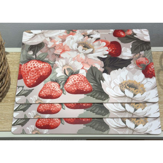 Underlägg Kork Jordgubbar 43x30 cm 4-pack