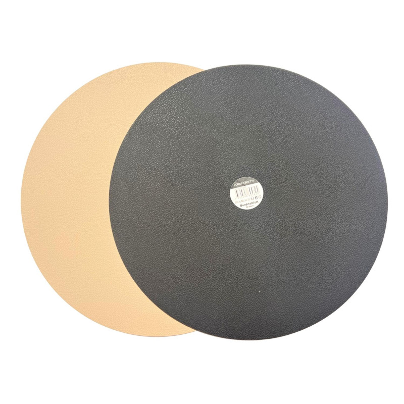 Underlägg Runt Läderlook Beige/Svart 4-pack Underlägg Runt Läderlook Beige/Svart 4-pack