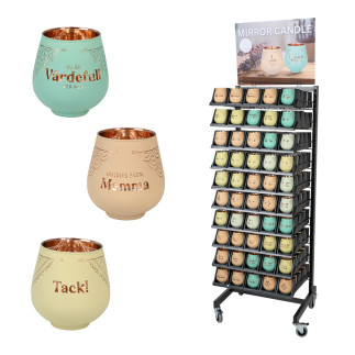 Lykta Glas Mirror Candle med text Ljuslykta