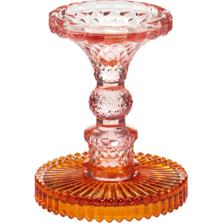Ljusstake Glas Rosa/Orange 12 cm