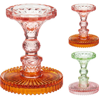 Ljusstake Glas Rosa/Orange 12 cm