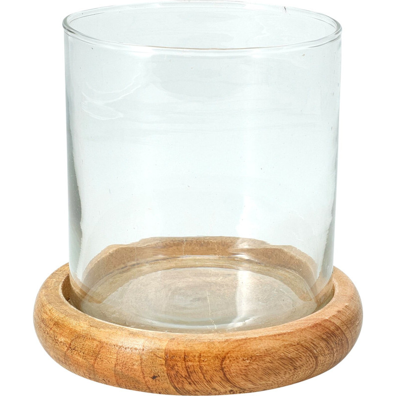 Ljuslykta Ljushållare Trä/Glas 12x12 cm Ljuslykta Ljushållare Trä/Glas 12x12 cm