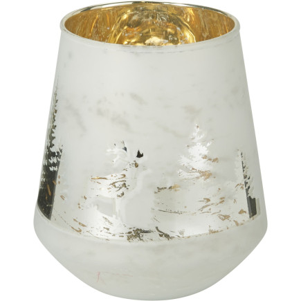 Ljuskopp Glas Renar Vit/Guld 17 cm