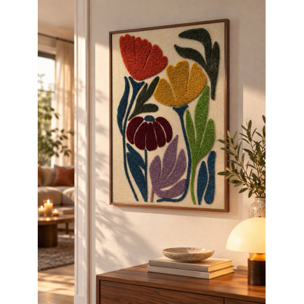 Tavla Växter Blommor Flossad med ram 50x40 cm