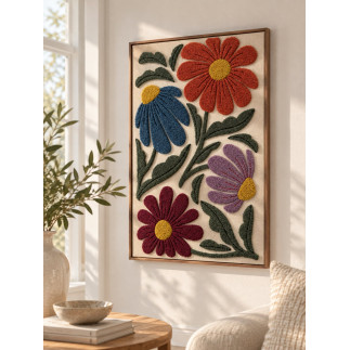 Tavla Växter Blommor Flossad med ram 50x40 cm