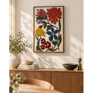 Tavla Växter Blommor Flossad med ram 50x40 cm