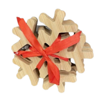 Glasunderlägg Snöflingor Bambu 4-pack