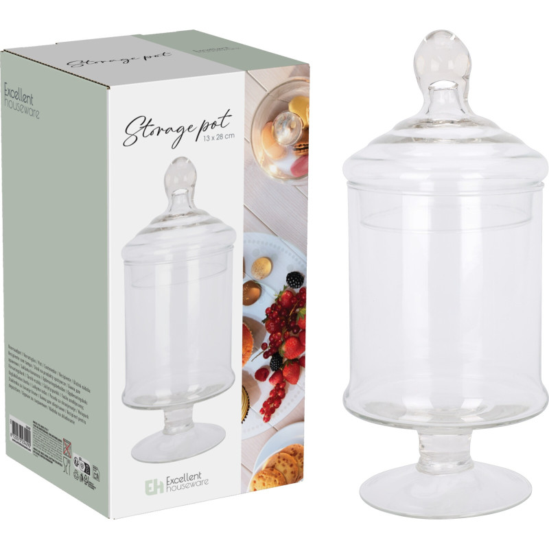 Burk Glas med lock Kakburk 28 cm Burk Glas med lock Kakburk 28 cm