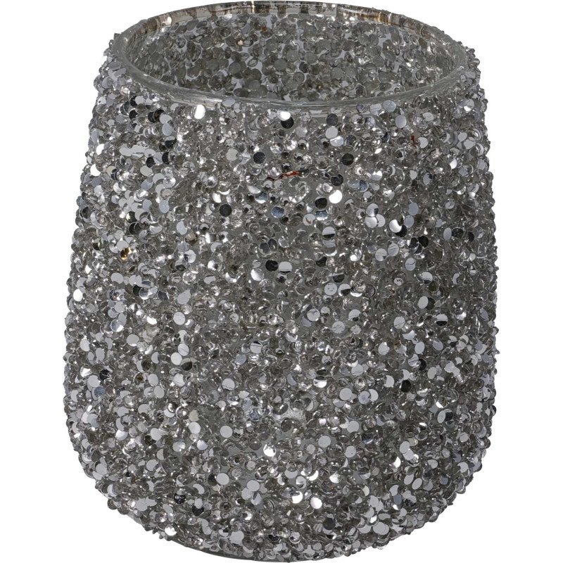Ljushållare Silver Glitter Glas 10x10 cm