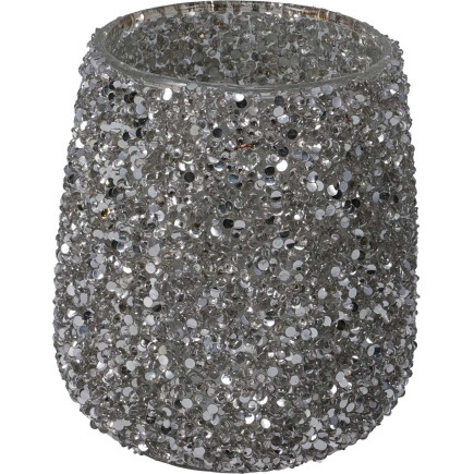 Ljushållare Silver Glitter Glas 10x10 cm
