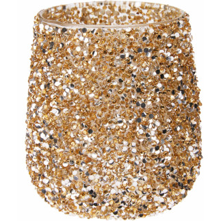 Ljushållare Guld Glitter Glas 10x10 cm