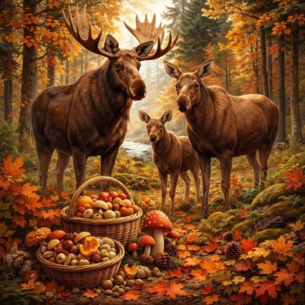 Servetter Älgfamilj 33x33 cm 20-pack