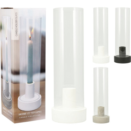 Ljushållare Ljusstake Glas Vit Svart Beige