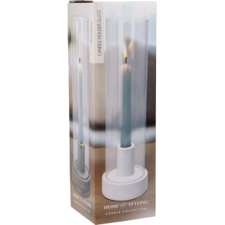 Ljushållare Ljusstake Glas Vit Svart Beige