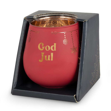 Lykta God Jul Glas Mirror Candle med text Ljuslykta