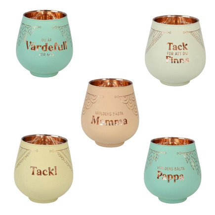 Lykta God Jul Glas Mirror Candle med text Ljuslykta