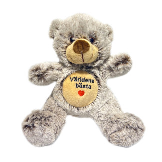 Nalle Världens bästa Grå 20 cm