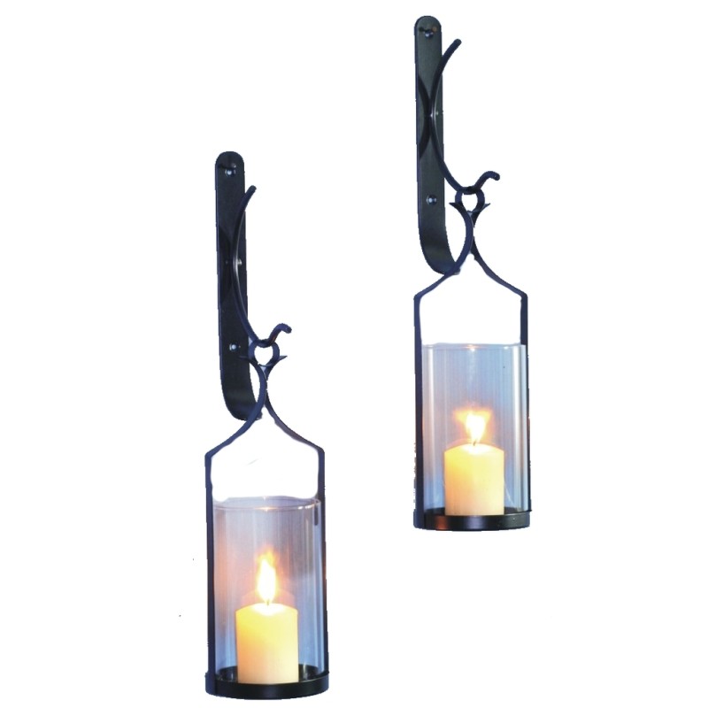 Vägglykta 2-pack smide 43cm lampett svart ljuslykta blockljus Vägglykta 2-pack smide 43cm lampett svart ljuslykta blockljus