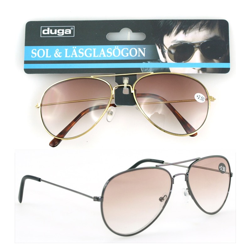 Sol/Läsglasögon Pilot +3.50 Duga Svart