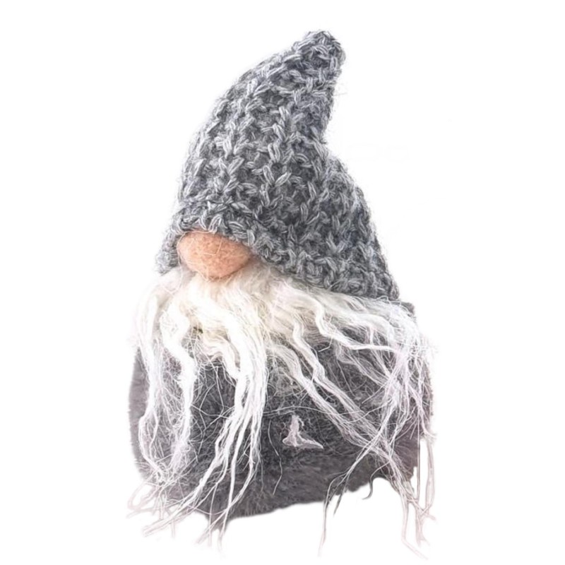 Tomte Grå Stickad luva 14 cm Tomte Grå Stickad luva 14 cm