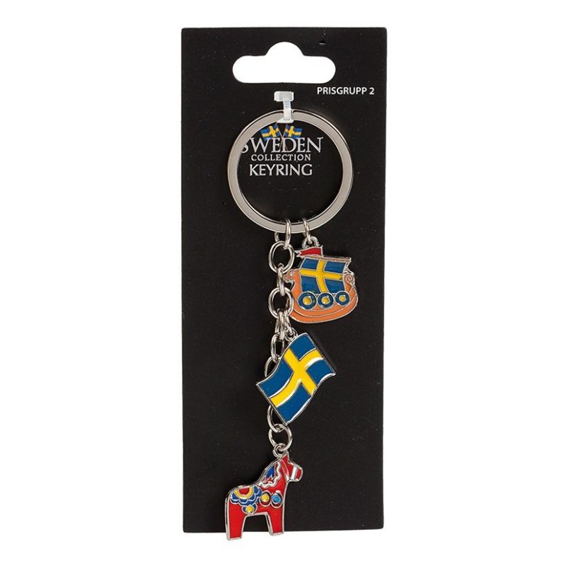 Nyckelring Souvenir Dalahäst Flagga Vikingskepp Nyckelring Souvenir Dalahäst Flagga Vikingskepp