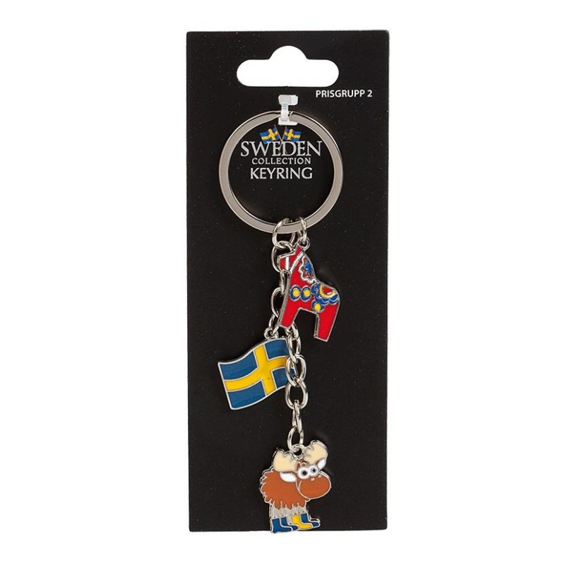 Nyckelring Souvenir Dalahäst Flagga Älg Nyckelring Souvenir Dalahäst Flagga Älg