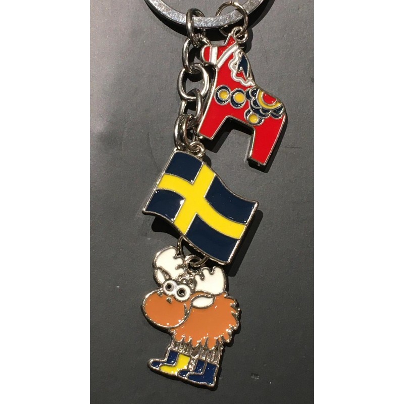 Nyckelring Souvenir Dalahäst Flagga Älg Nyckelring Souvenir Dalahäst Flagga Älg