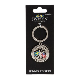 Nyckelring Souvenir Spinner Flagga Sverige USA