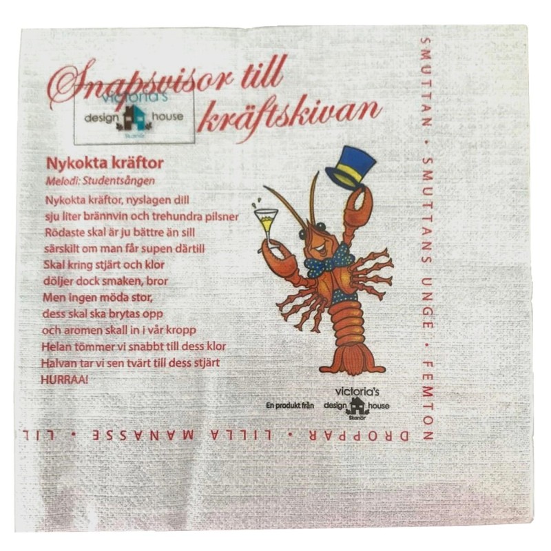 Servetter Kräftskiva Snapsvisor Servetter Kräftskiva Snapsvisor
