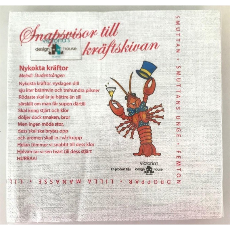 Servetter Kräftskiva Snapsvisor Servetter Kräftskiva Snapsvisor