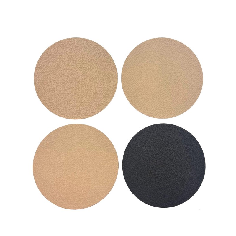 Glasunderlägg Beige/Svart läderlook 4-pack Glasunderlägg Beige/Svart läderlook 4-pack