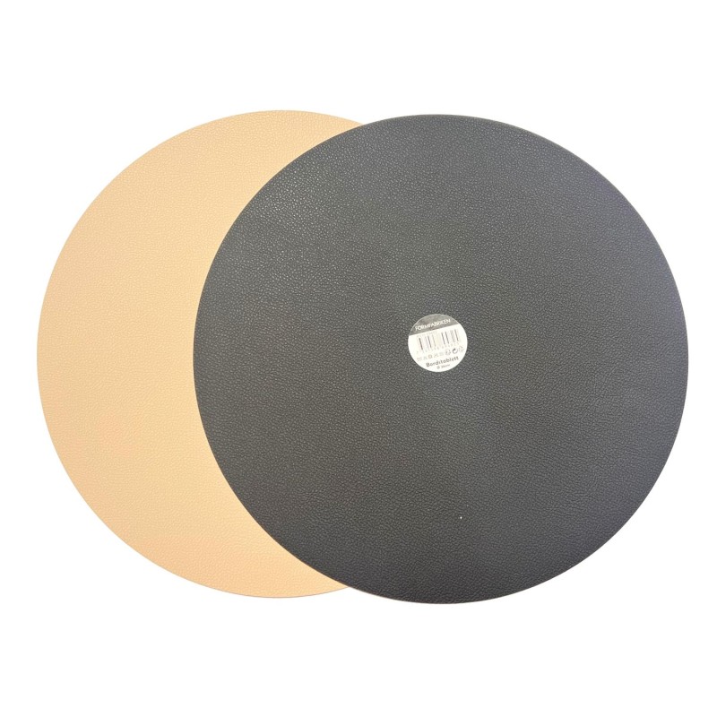 Underlägg Runt Läderlook Beige/Svart 4-pack Underlägg Runt Läderlook Beige/Svart 4-pack