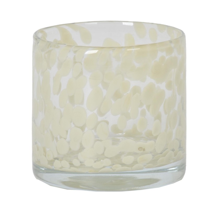 Ljushållare Beige Mönstrad Glas 8x8 cm Ljushållare Beige Mönstrad Glas 8x8 cm