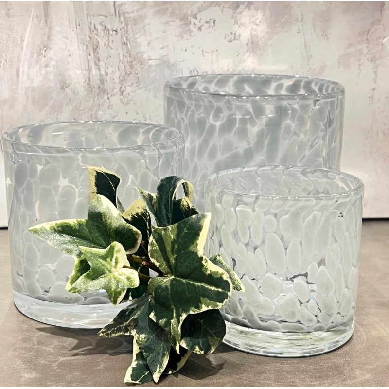Ljushållare Grå Mönstrat Glas 10x10 cm Ljushållare Grå Mönstrat Glas 10x10 cm
