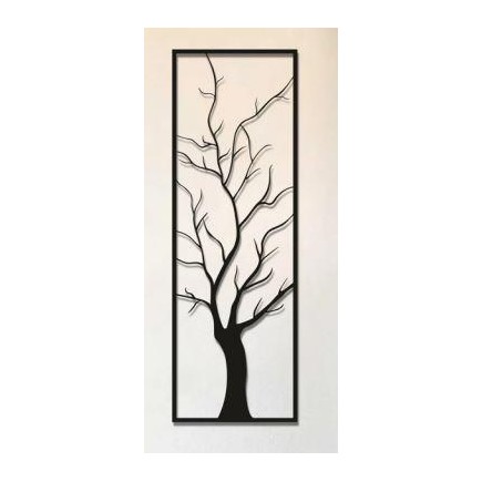 Tavla Träd Svart Metall 23x69 cm