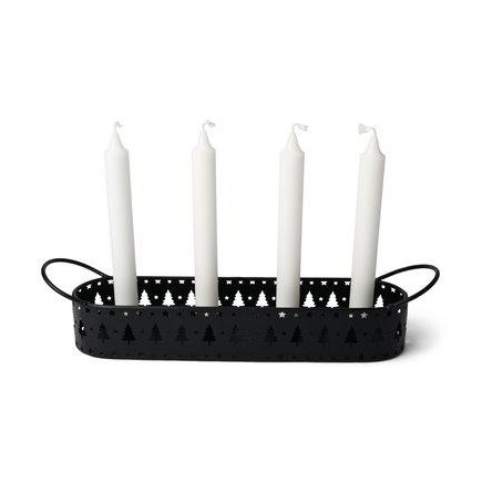 Adventsljusstake Svart Metall 36 cm