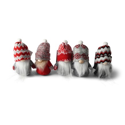 Tomte Luva Röd/Vit mönstrad 13 cm