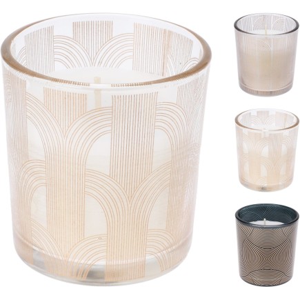 Ljus Ljushållare Glas Mönstrad/Guld/Svart 3-set